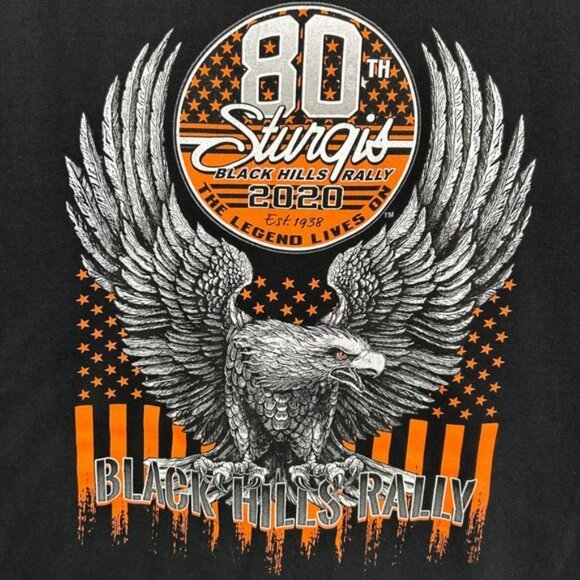 Sturgis 2020 80th Black Hills Rally Motorcycle  Black T Shirt Large Hot Leathers - Picture 3 of 8